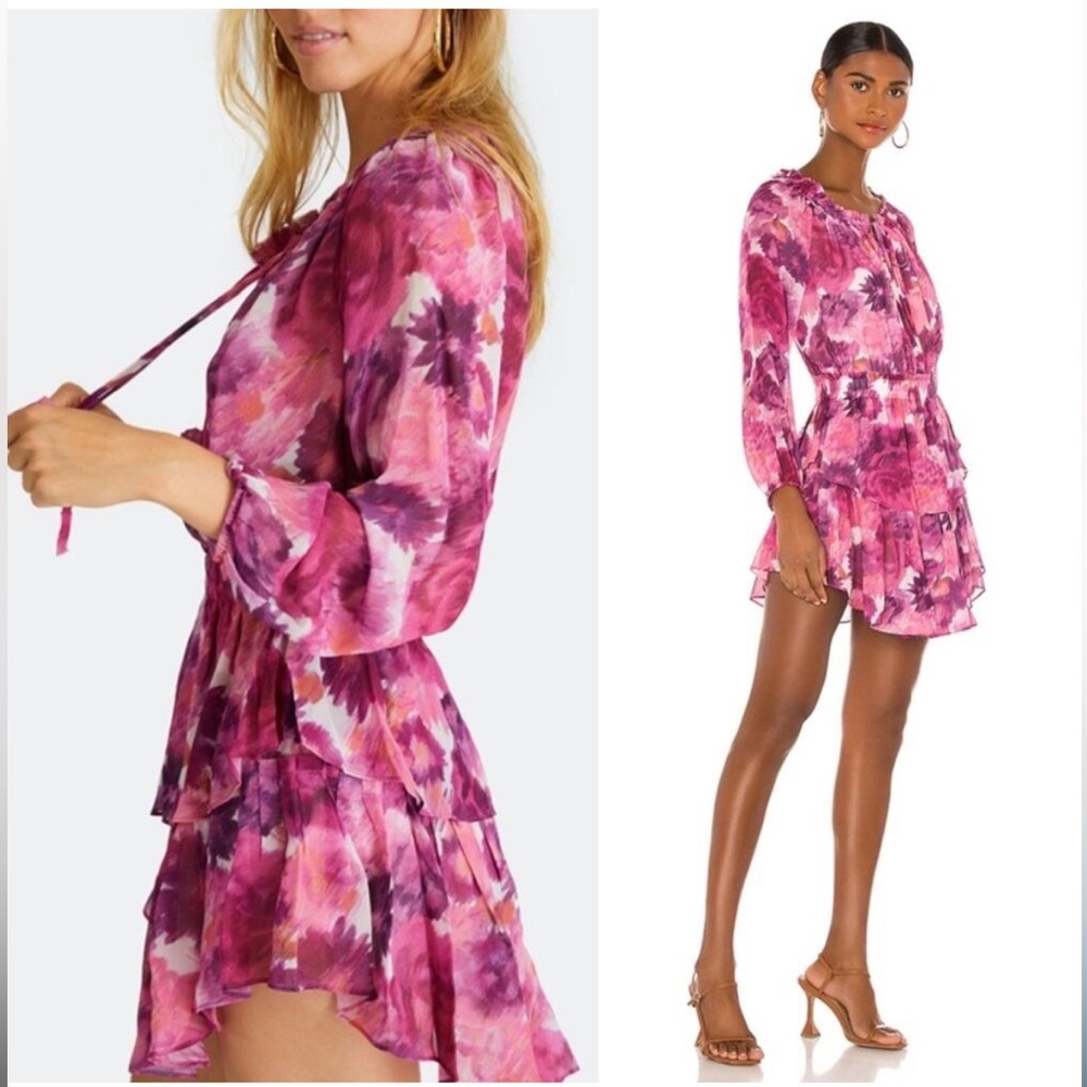 LoveShackFancy Floral Pink Ruffle Dress